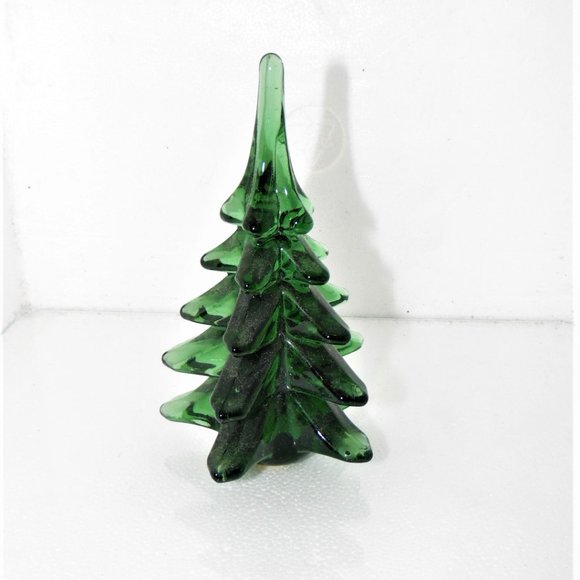 LAST MARKDOWN HANDMADE IMPORTED Beautiful crystal green glass tree. 5" - Picture 4 of 7